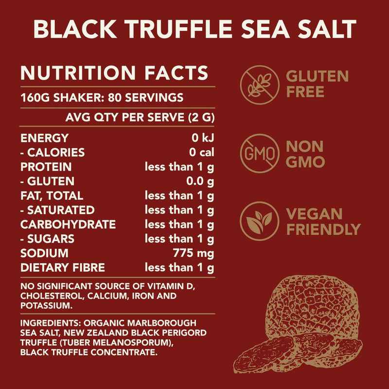 Nutritional Facts of  Black Truffle Sea Salt - Handcrafted New Zealand